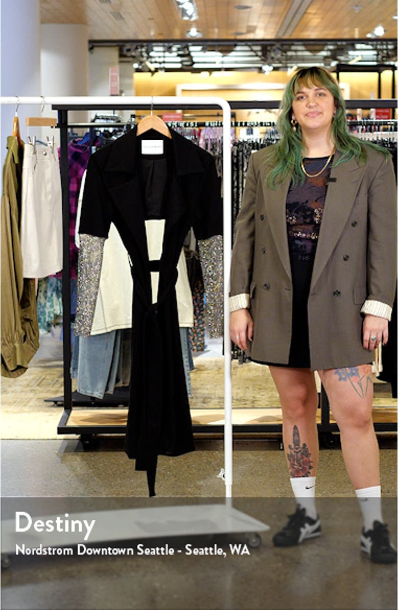 Rhinestone Tie Waist Long Sleeve Blazer Dress, sales video thumbnail