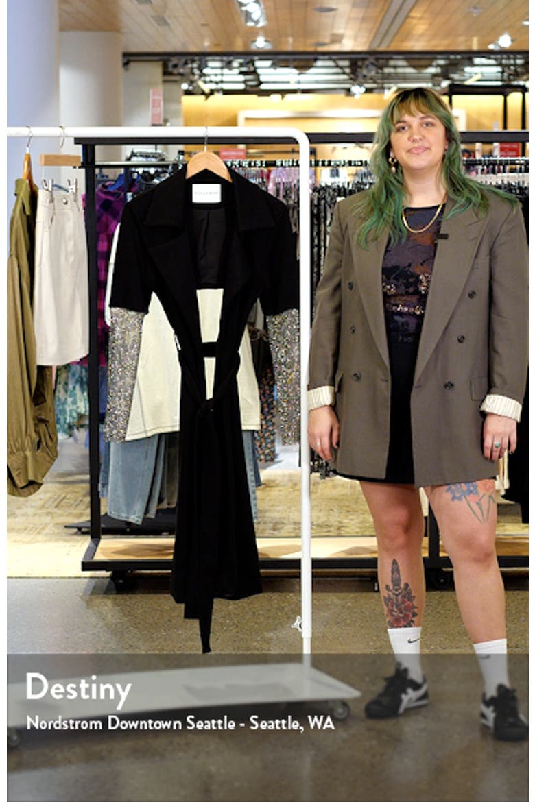 Rhinestone Tie Waist Long Sleeve Blazer Dress video
