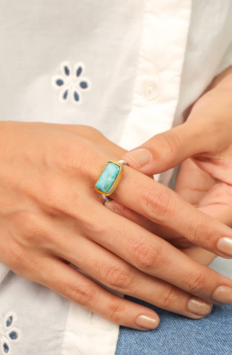 YS GEMS Two-Tone Semiprecious Stone Ring, Alternate, color, Turquoise Blue
