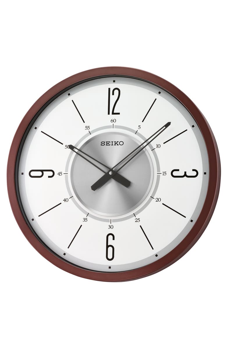 Seiko Abbott Wall Clock, Main, color, Brown