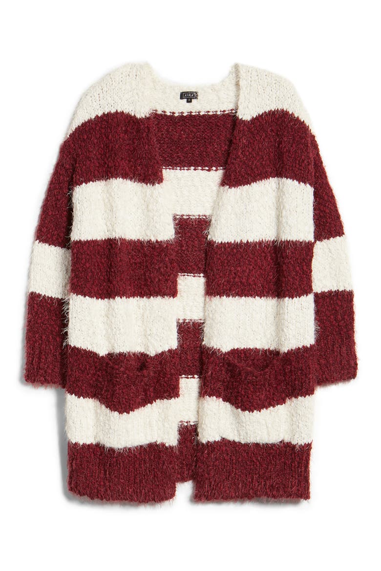 Skye Stripe Cardigan, Alternate, color, WINE
