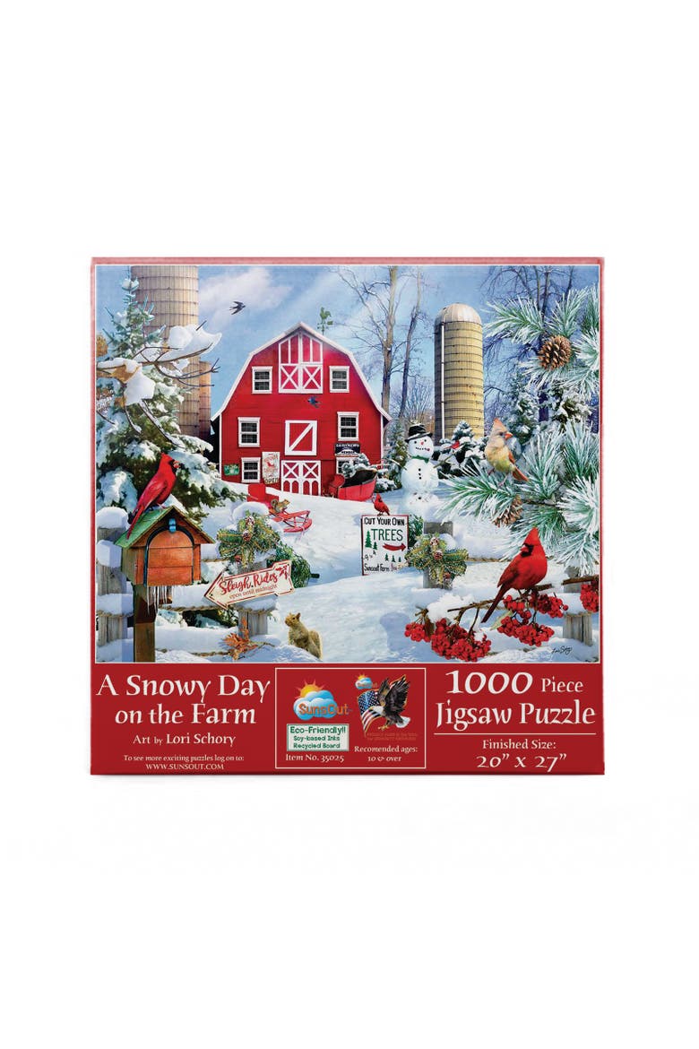 A Snowy Day on the Farm 1000 piece Jigsaw Puzzle for Adults, Alternate, color, Multicolor