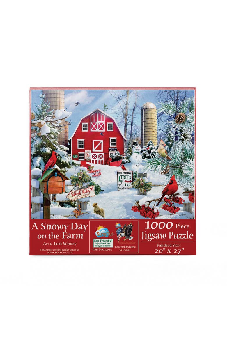 Sunsout A Snowy Day on the Farm 1000 piece Jigsaw Puzzle for Adults, Alternate, color, Multicolor