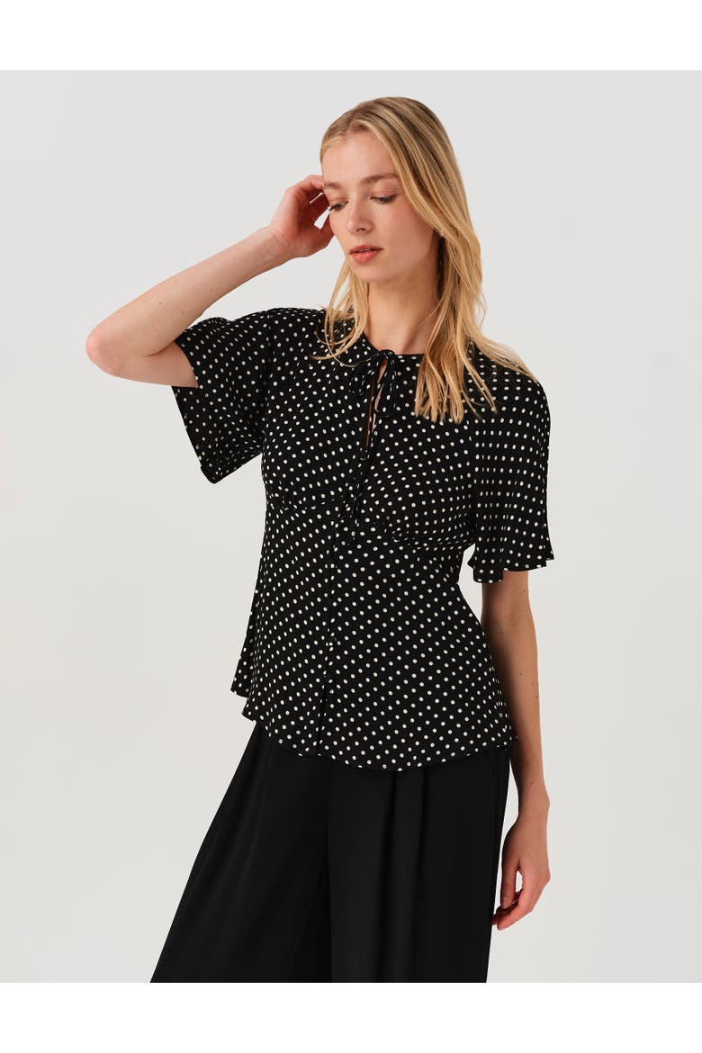 Frida Button Through Crepe Blouse, Alternate, color, Black Spot