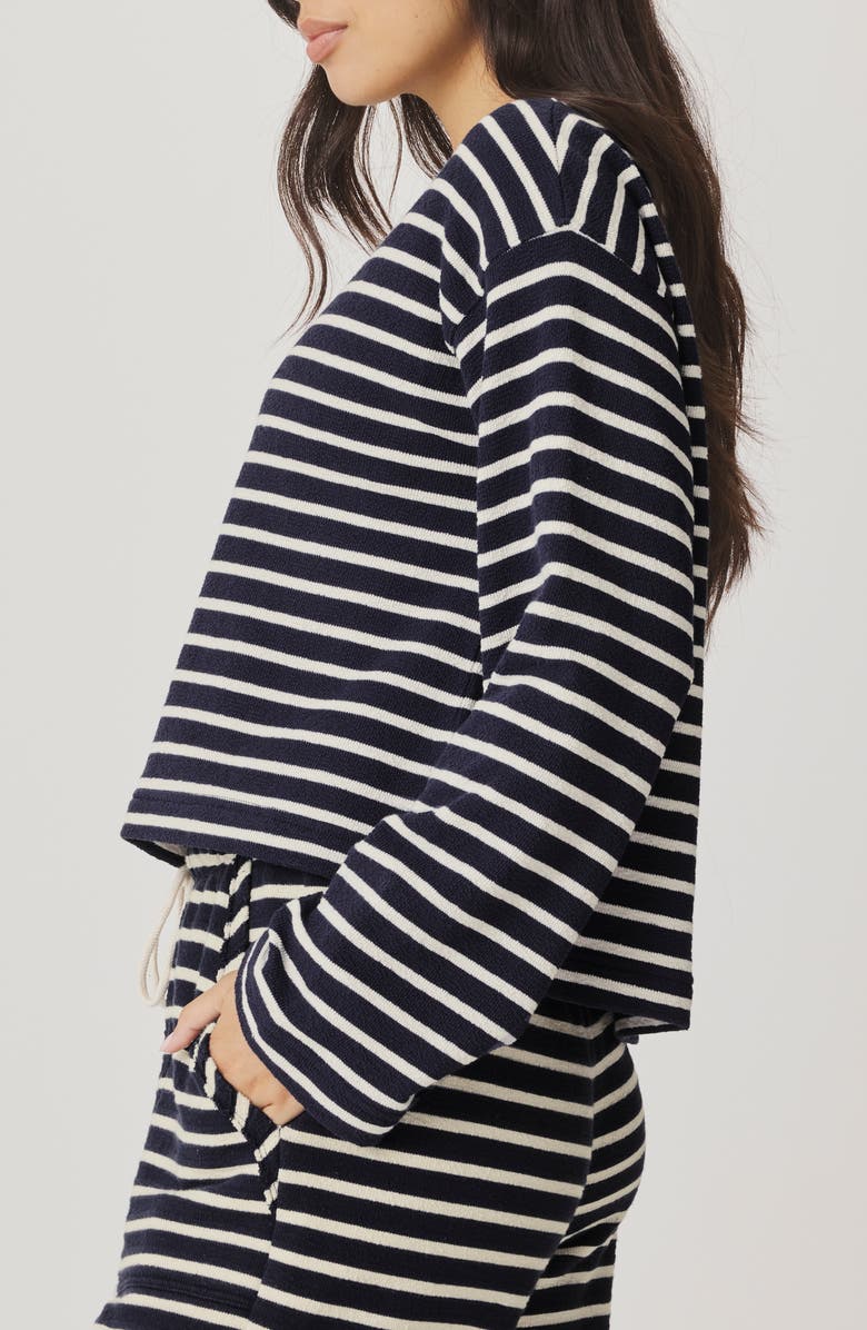 Splendid Livie Stripe Sweatshirt, Alternate, color, Navy Blue/ Moonstone