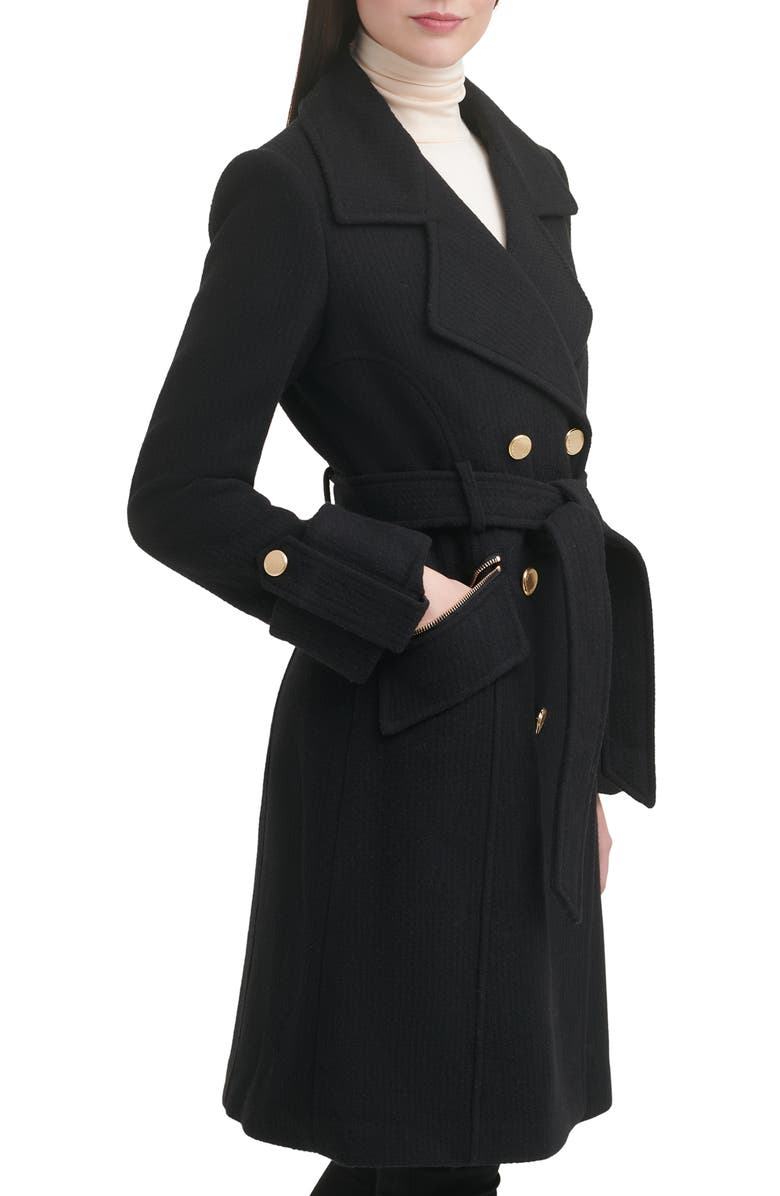 GUESS Double Breasted Belted Wool Blend Coat, Alternate, color, 