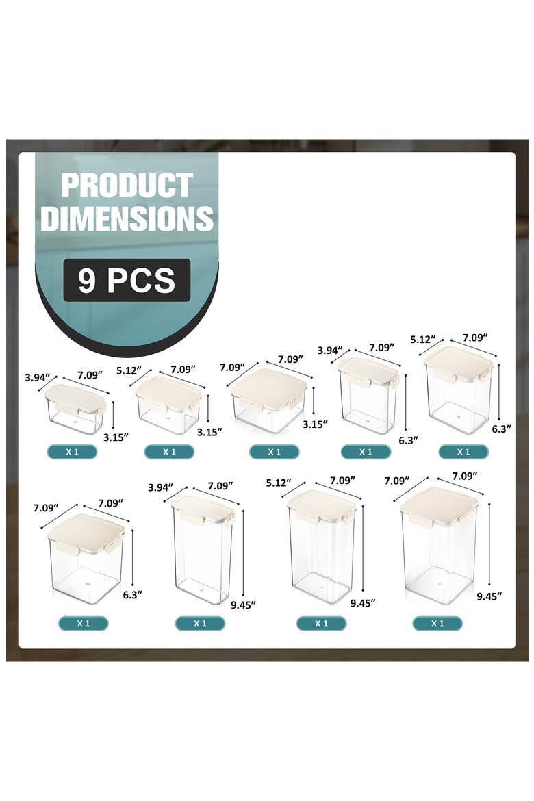 9-Pack Reusable Snap Lid Airtight Food Storage Container Set, Alternate, color, NO COLOR