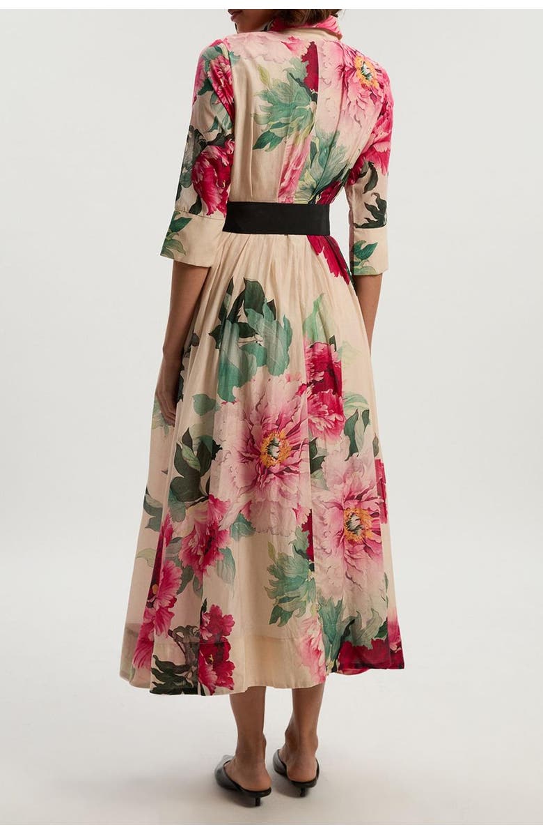 Karen Millen Floral Woven Belted Maxi Shirt Dress, Alternate, color, Floral
