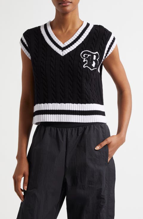 Varsity Cable Knit Sweater Vest
