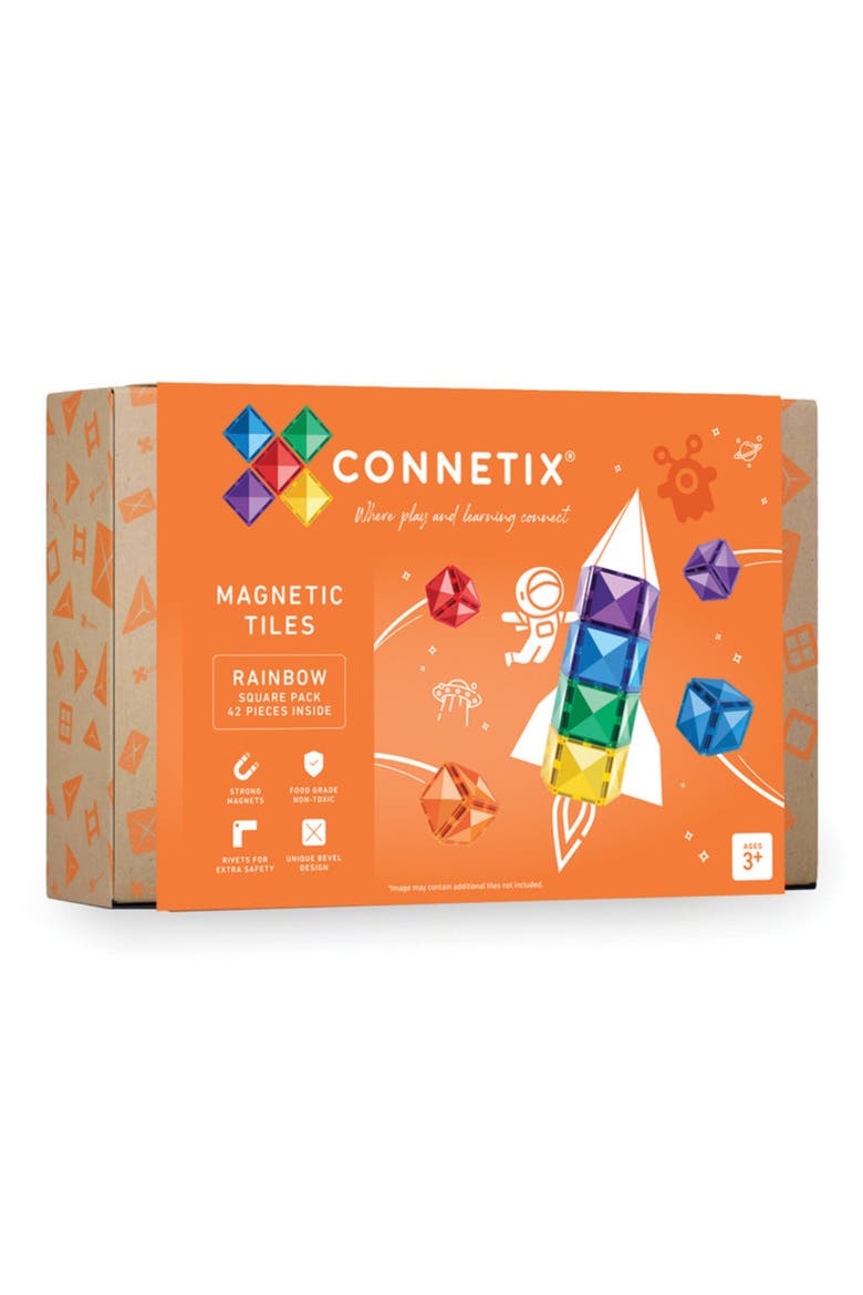 Kids' Rainbow Magnetic Tiles 40-Piece Square Pack, Main, color, RAINBOW