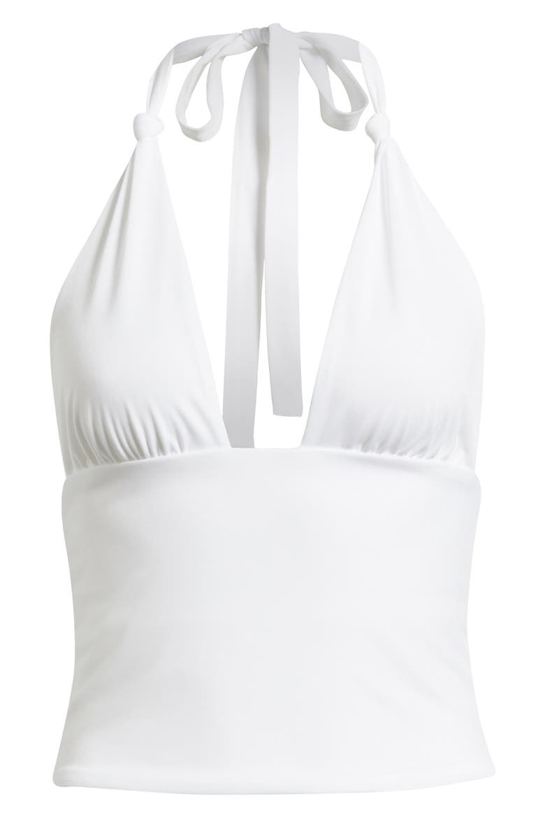 Jade Knit Plunge Halter Top, Alternate, color, WHITE