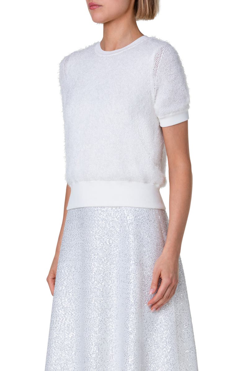 Akris Short Sleeve Silk, Cashmere & Cotton Sweater, Alternate, color, 