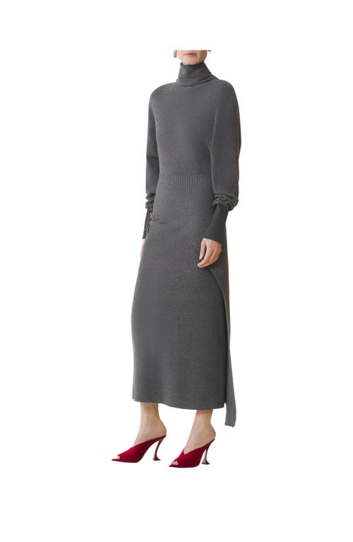Lanvin Knee Length Dress With Turtleneck And Side Slit In Gray