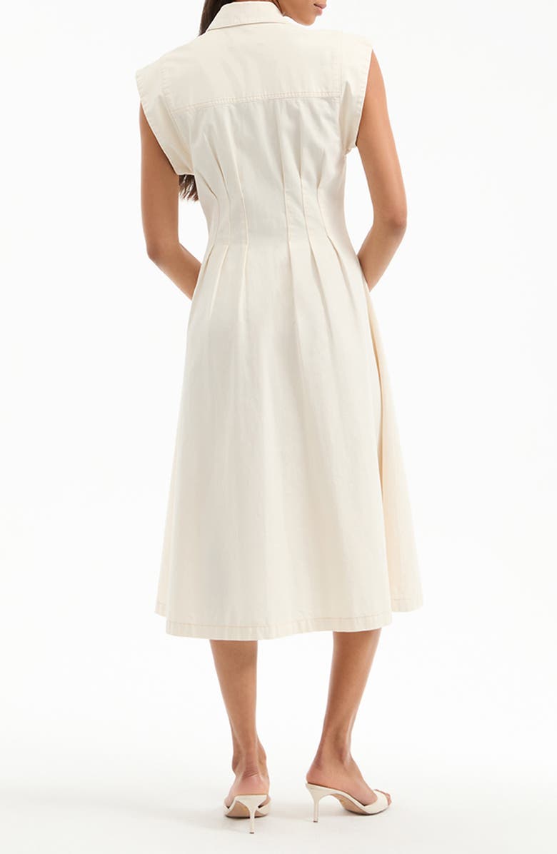 Veronica Beard Ruben Cap Sleeve Cotton Midi Shirtdress, Alternate, color, Ecru