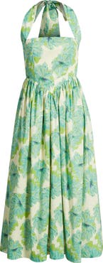 Lulus Kawaii Floral Print Halter Midi Dress