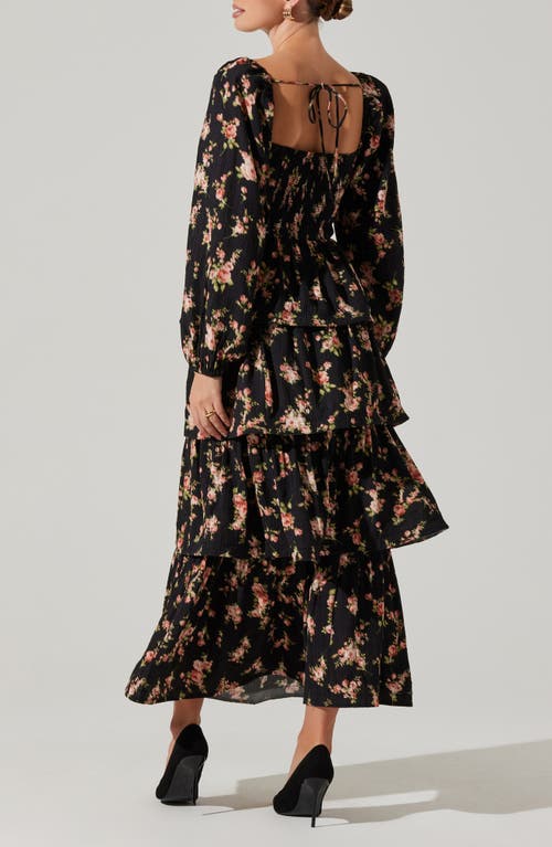 Astr The Label Alumie Long Sleeve Tiered Maxi Dress In Black