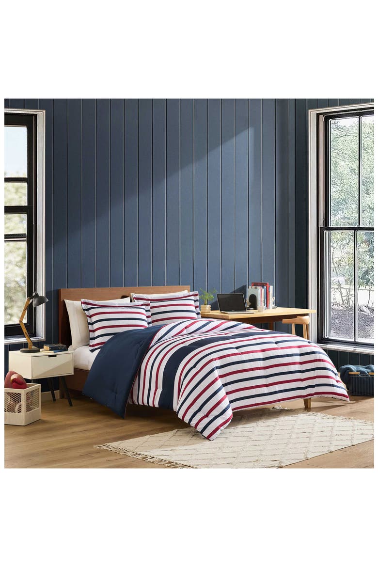 Clove Hitch Stripe Comforter Set, Alternate, color, DARK BLUE