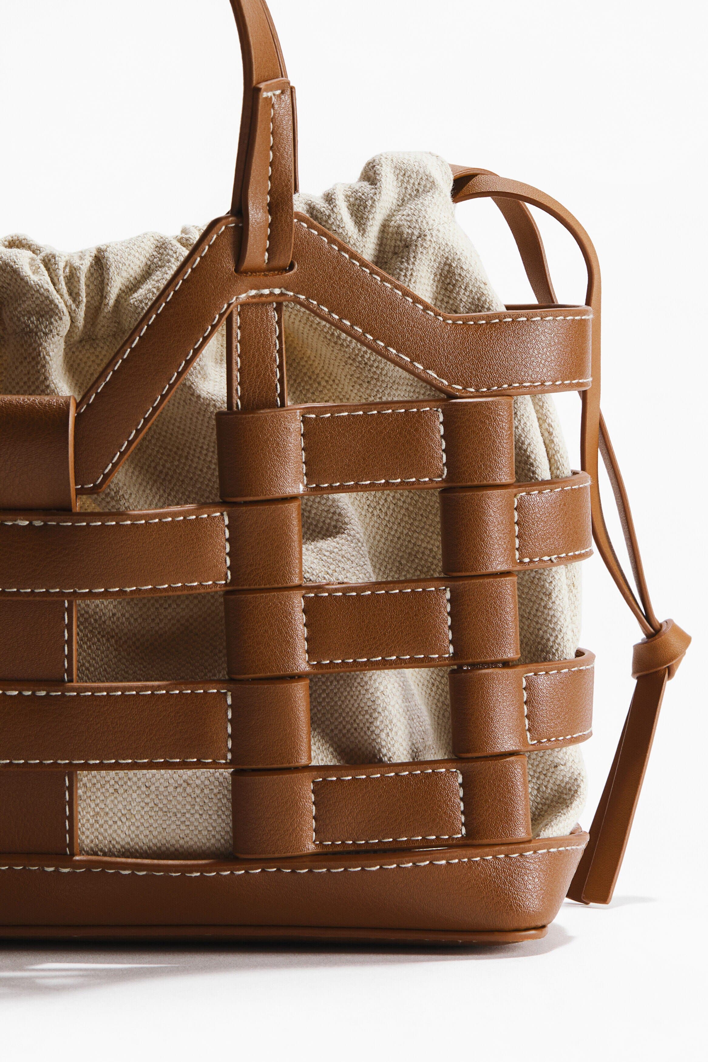 H&M Drawstring-detail Tote Bag, Alternate, color, Light Brown/Beige