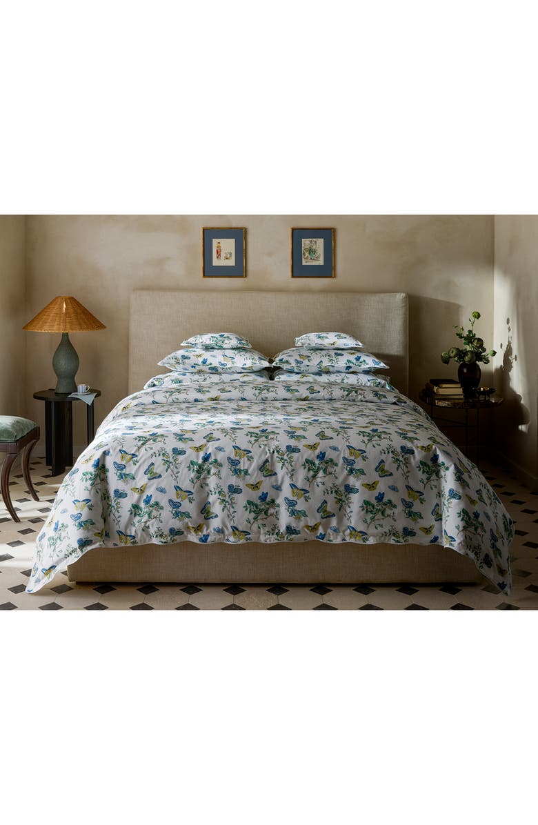 Matouk Baudin Butterfly 500 Thread Count Quilt, Alternate, color, Prussian Blue
