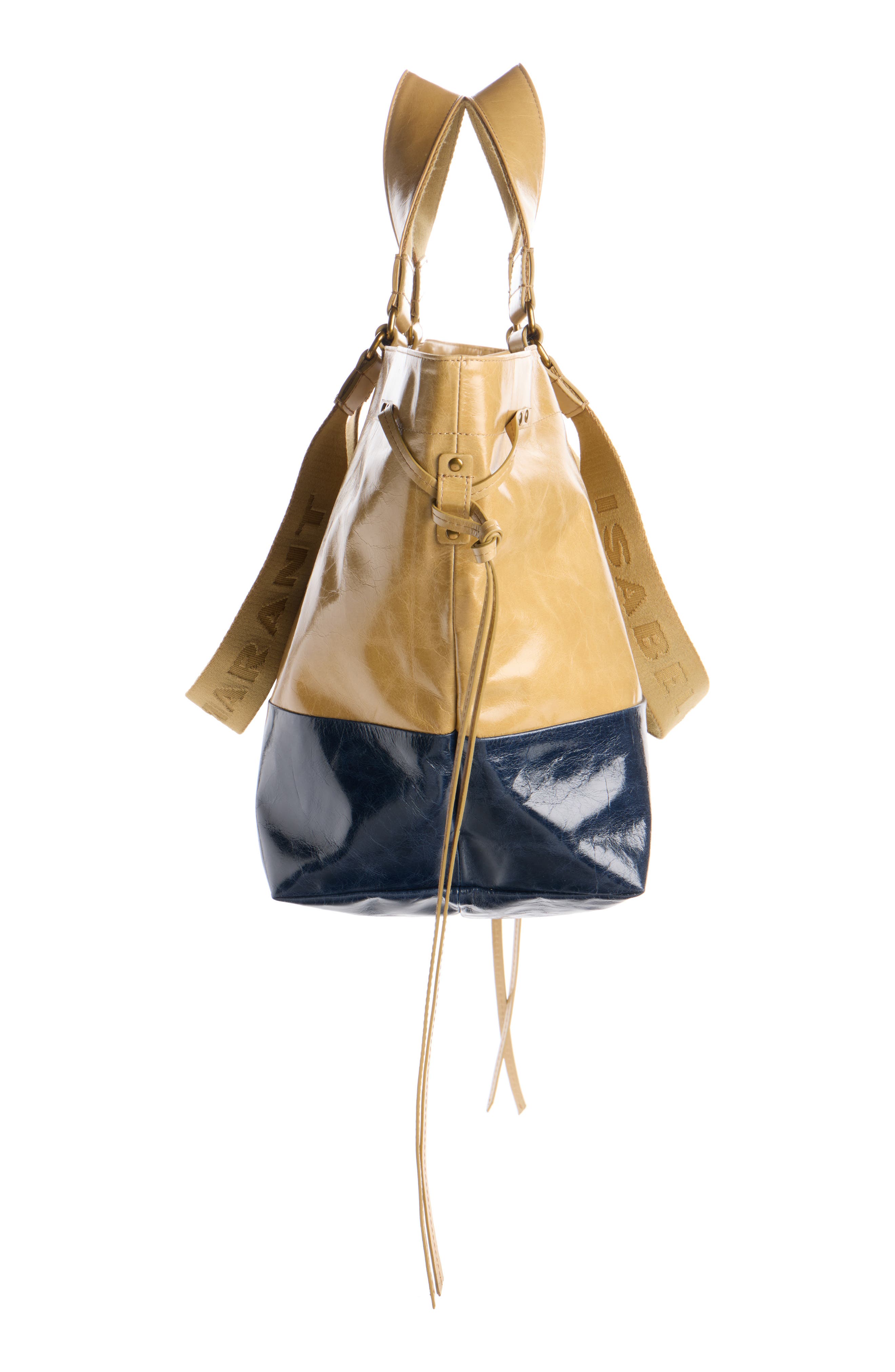 Isabel Marant Wardy Colorblock Leather Shopper Tote, Alternate, color, Beige/ Navy