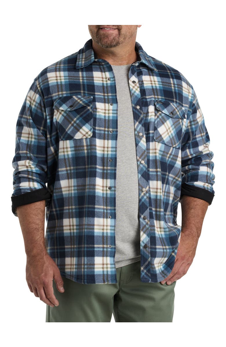 O'Neill Big & Tall Glacier Plaid Superfleece Flannel Shirt Jacket, Main, color, Midnight Navy