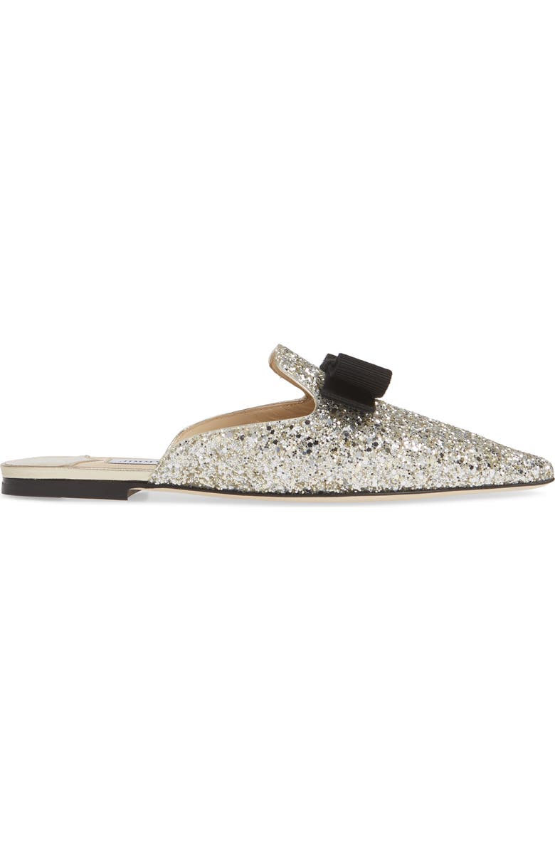 Jimmy Choo Galaxy Glitter Bow Flat, Alternate, color,