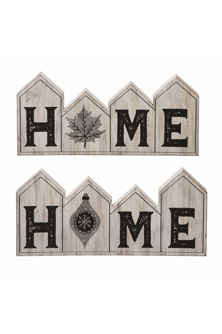 Wood White Christmas Reversible Home Sign, Main, color, White