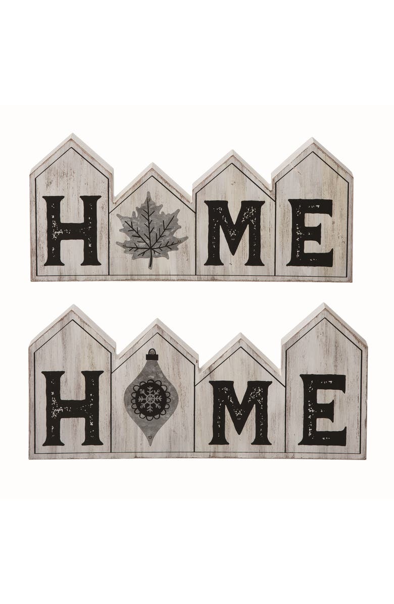 Transpac Wood White Christmas Reversible Home Sign, Main, color, White