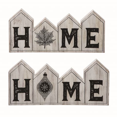 Wood White Christmas Reversible Home Sign