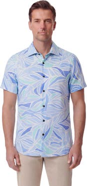Lords of Harlech Simple Leaves Short Sleeve Fine Linen Shirt