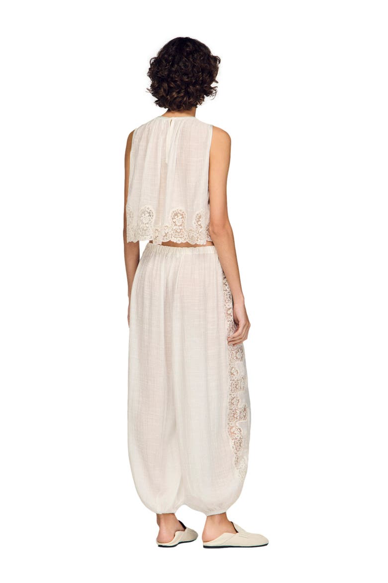 Crepon crop top, Alternate, color, White