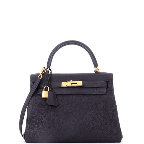 Kelly Handbag Black Togo with Gold Hardware 28