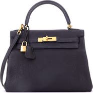 Pre-Owned Hermes Kelly Handbag Black Togo with Gold Hardware 28