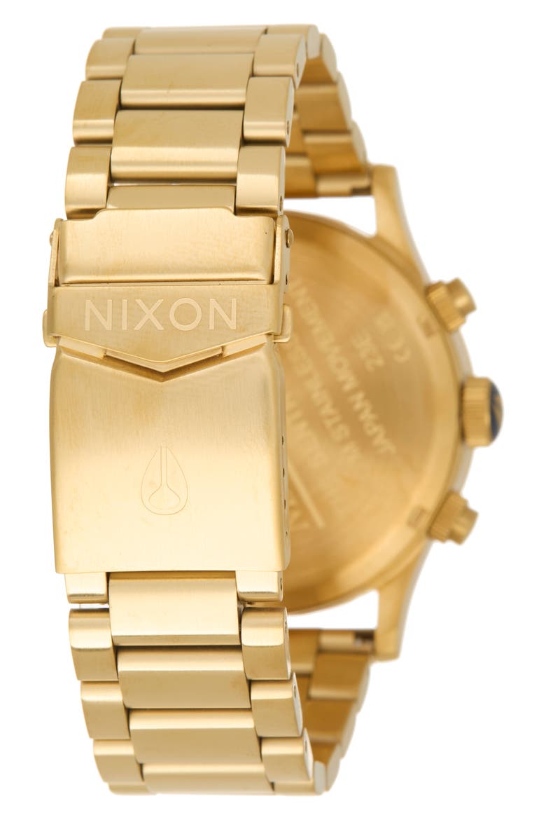 Sentry Chronograph Bracelet Watch, 42mm, Alternate, color, GOLD / BLUE SUNRAY