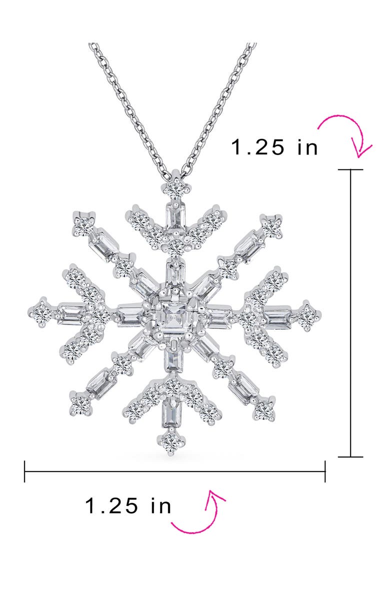 BLING JEWELRY CZ Snowflake Pendant Necklace, Alternate, color, Clear