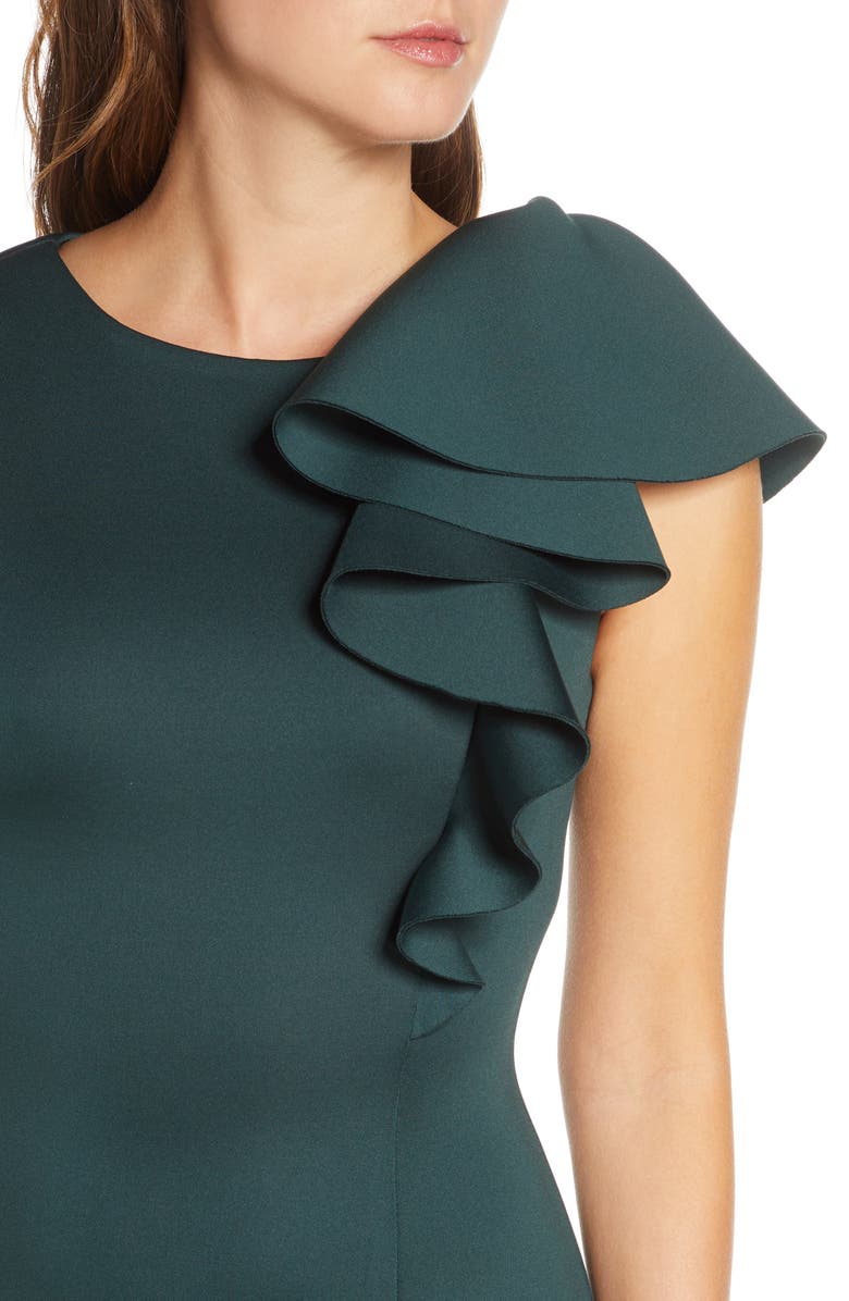 Eliza J Ruffle Scuba Sheath Dress, Alternate, color, 