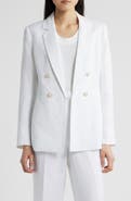Anne Klein Double Breasted Linen Blend Blazer