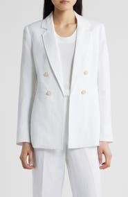 Anne Klein Double Breasted Linen Blend Blazer