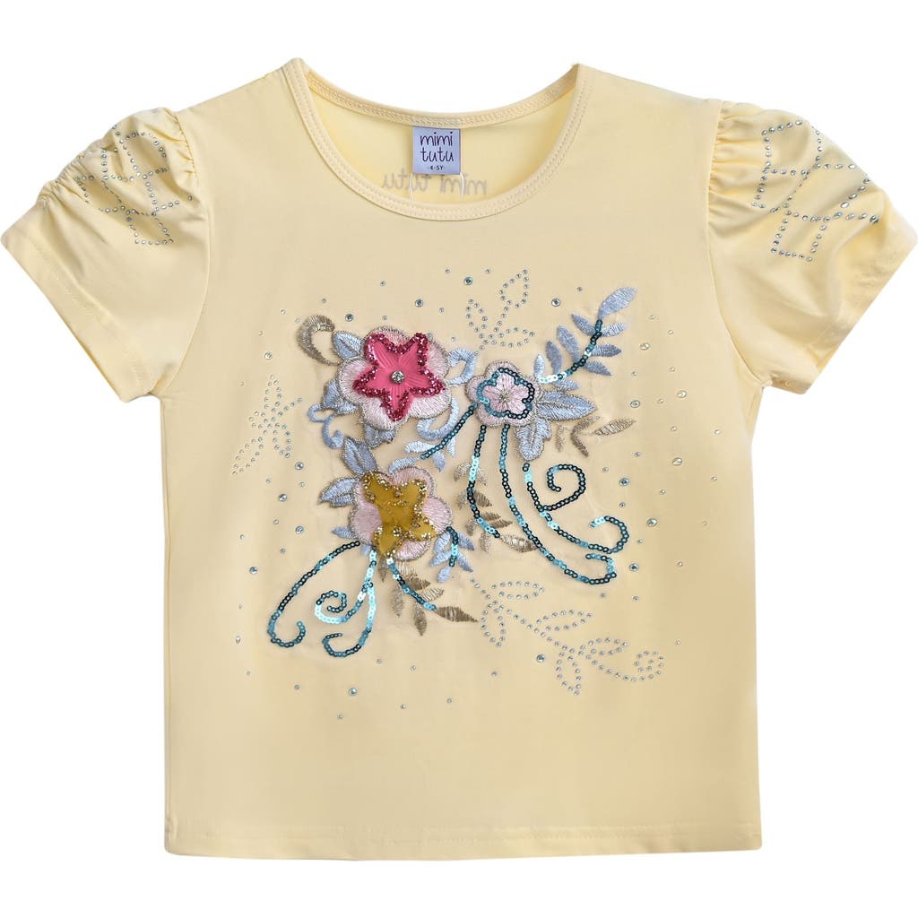 Mimi Tutu Floral-appliqué T-shirt In Yellow