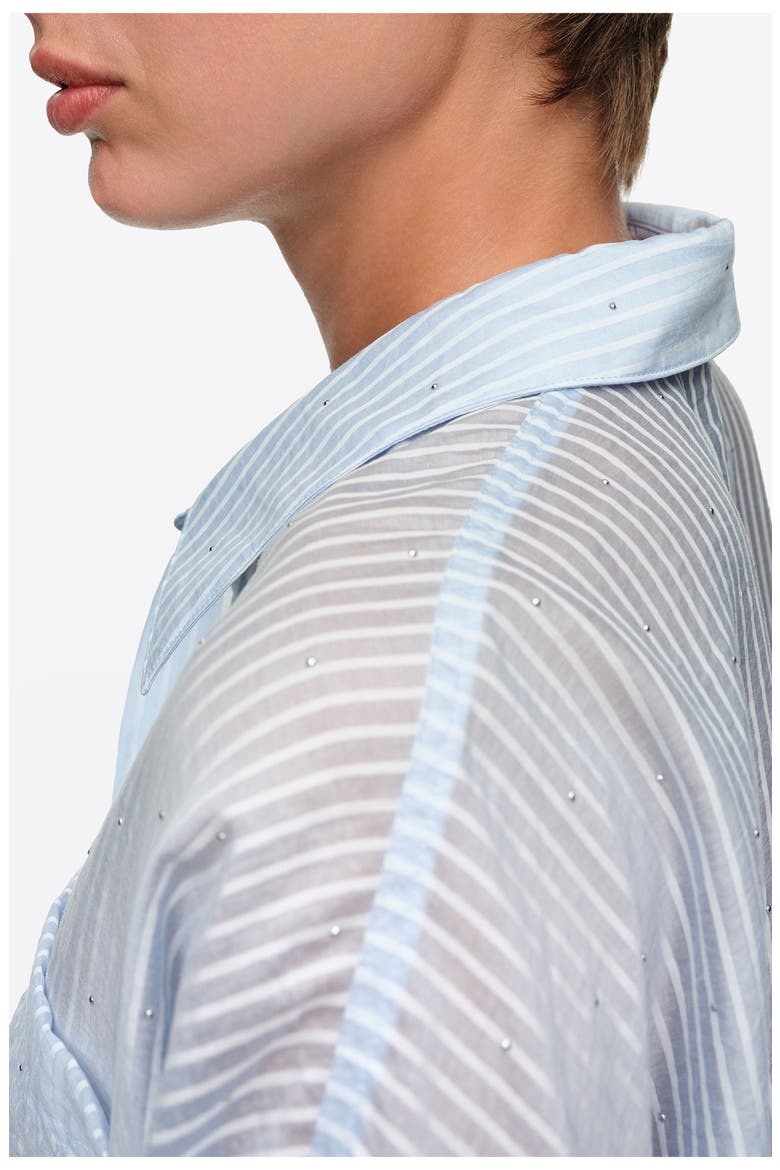 Oversize Shirt with Mini Rivets and Stripes, Alternate, color, LIGHT BLUE