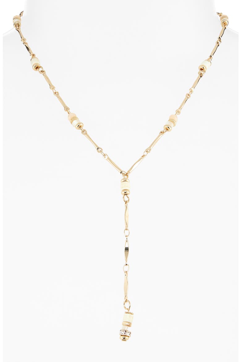 Beaded Y-Necklace, Alternate, color, WHITE/ GOLD
