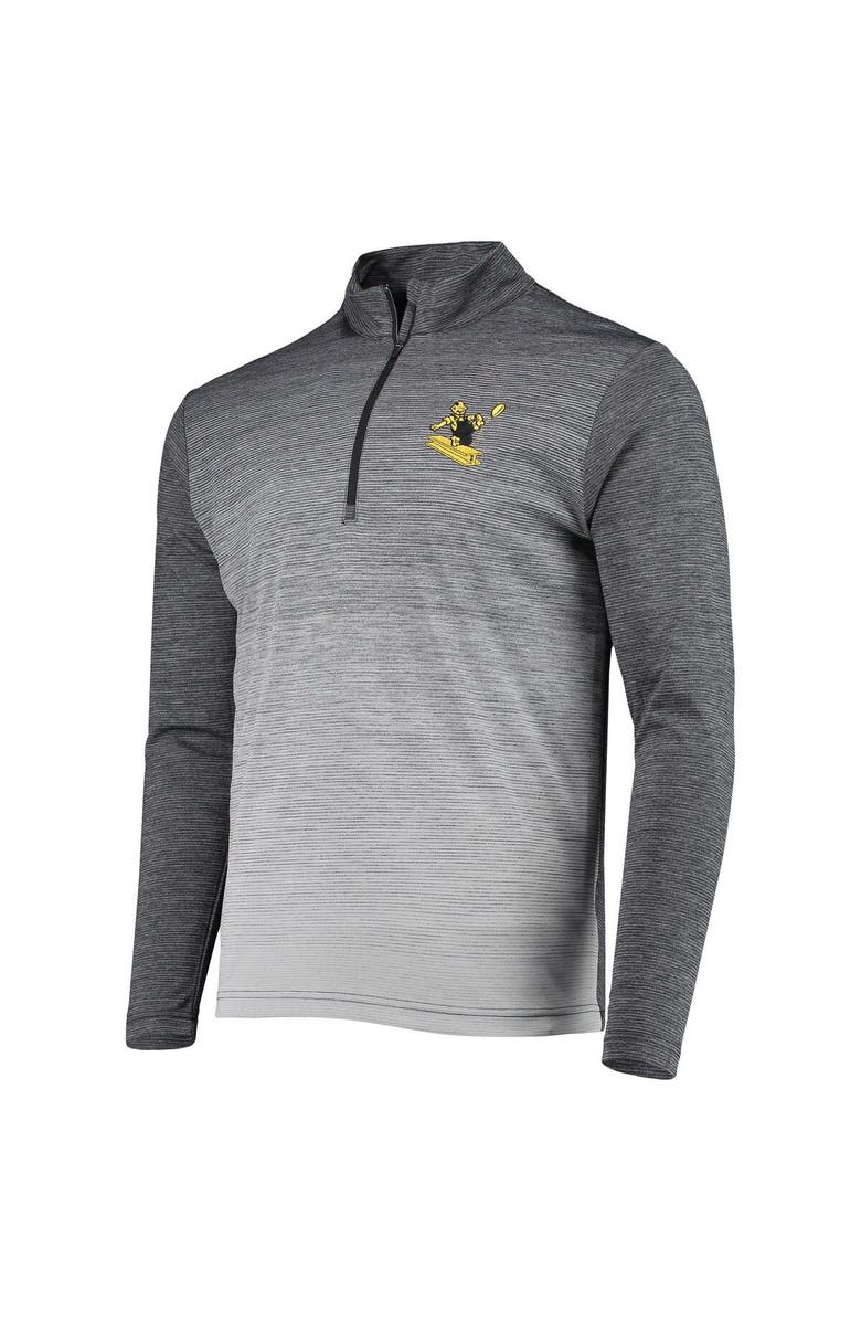 ANTIGUA Men's Antigua Black/Heathered Gray Pittsburgh Steelers Throwback Cycle Quarter-Zip Jacket, Alternate, color,