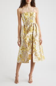 Eliza J Metallic Floral Brocade Cocktail Dress