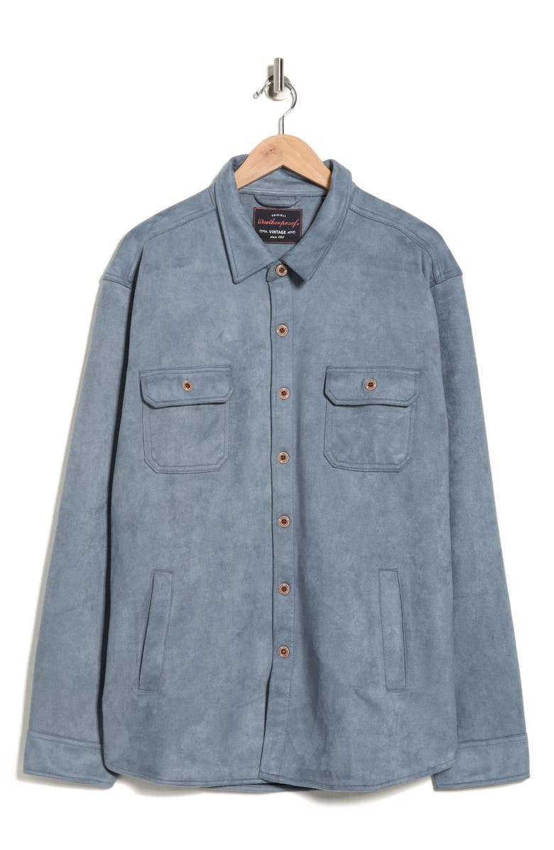 WEATHERPROOF VINTAGE Faux Suede Shirt Jacket, Alternate, color, Stormy Weather