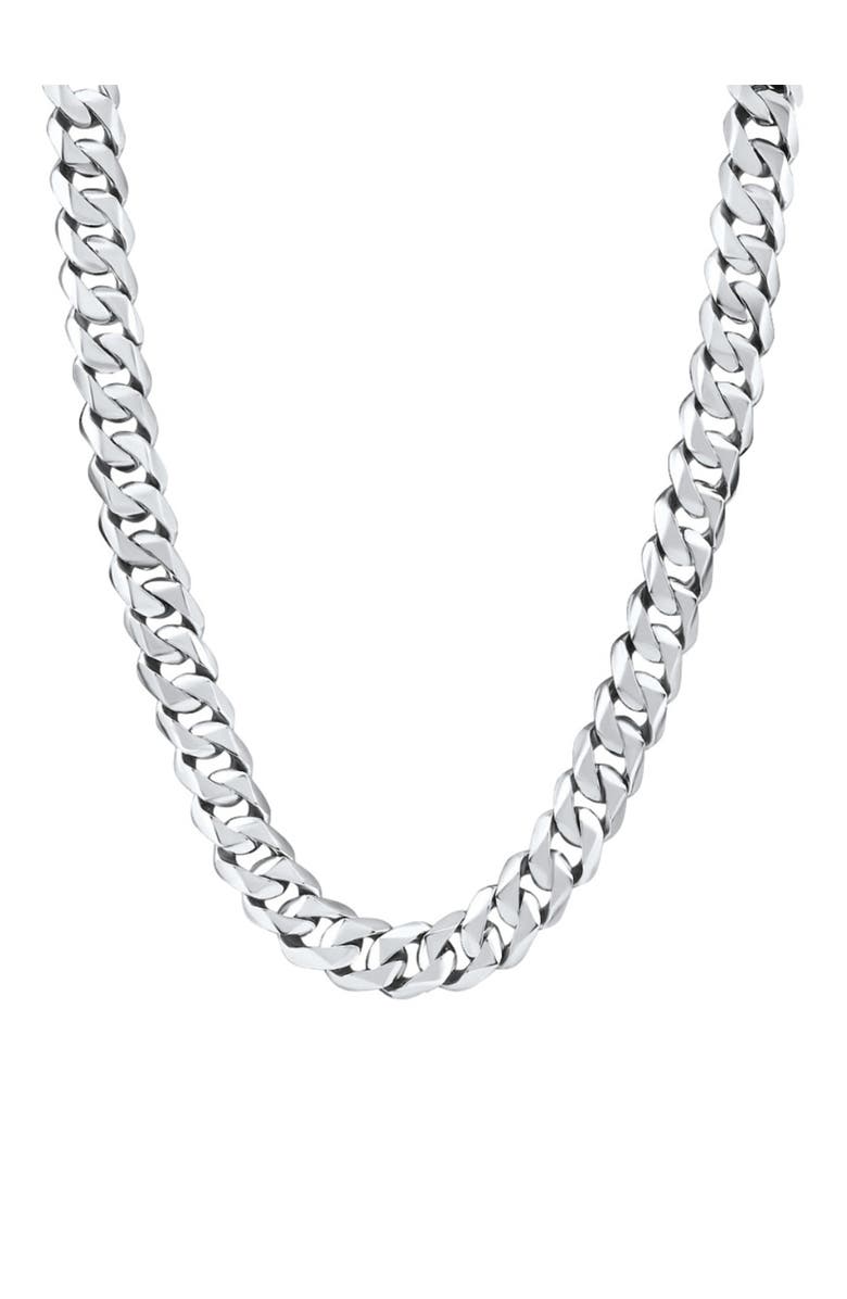 Bliss Diamond Men's Curb Platinum 329 Grams 13.5mm Link Chain Necklace 24", Main, color, 