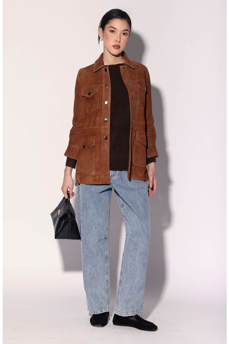 Sharona Suede Jacket, Alternate, color, Cognac Suede
