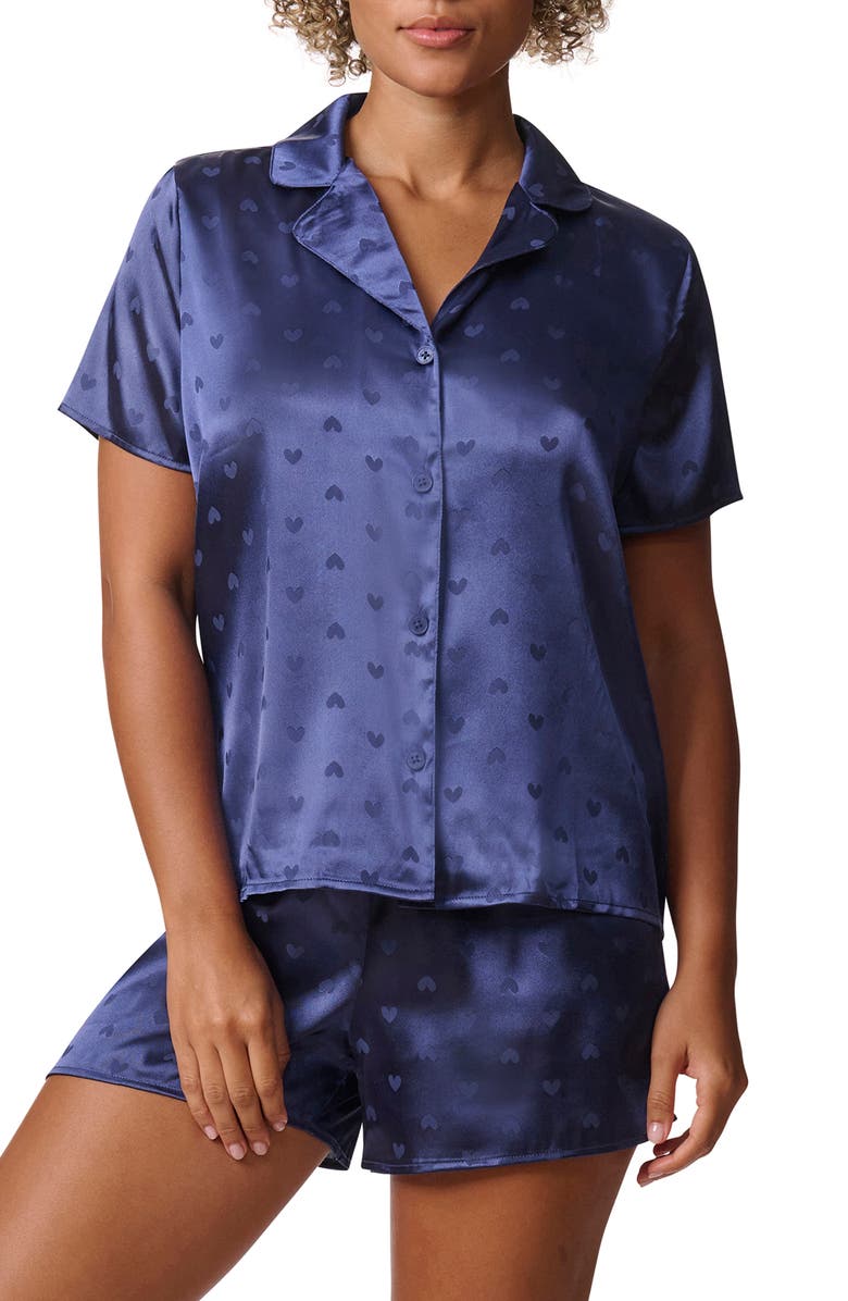 Splendid Heart Short Sleeve Top & Shorts Satin Pajamas, Main, color, 