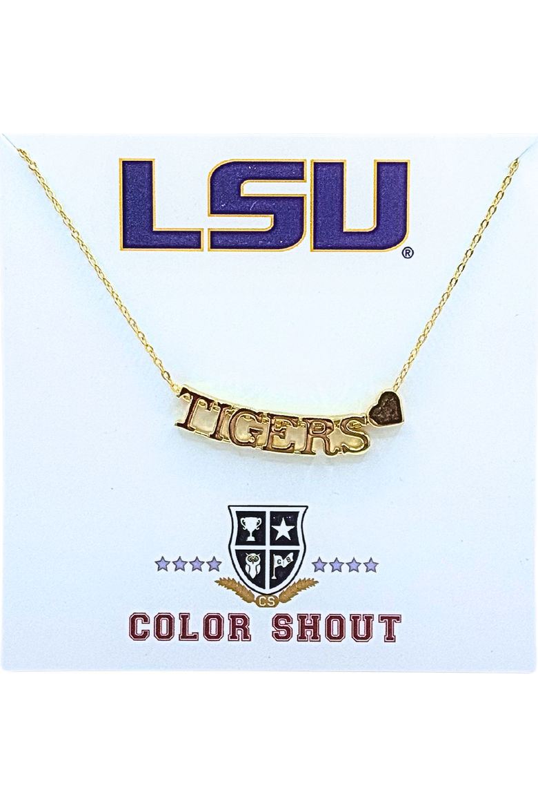 Louisiana State University Gold Heart Necklace, Main, color, Yellow Gold