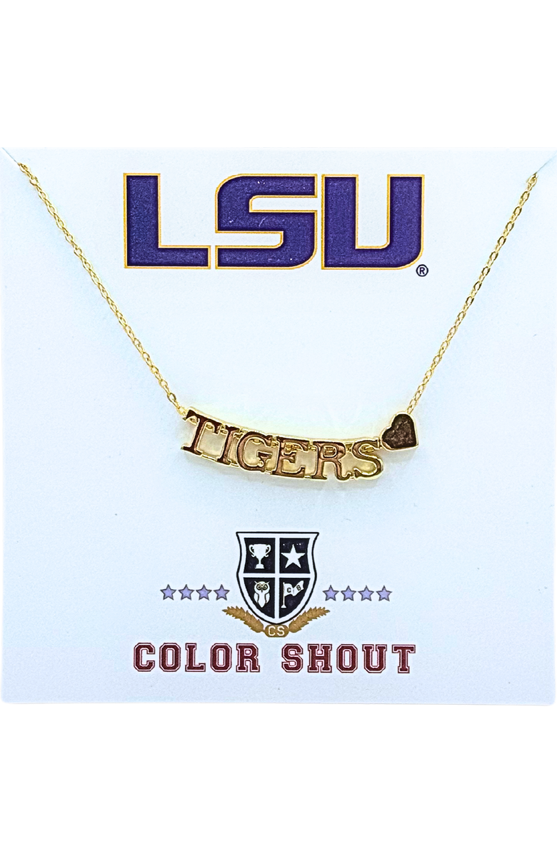 Color Shout Louisiana State University Gold Heart Necklace, Main, color, Yellow Gold