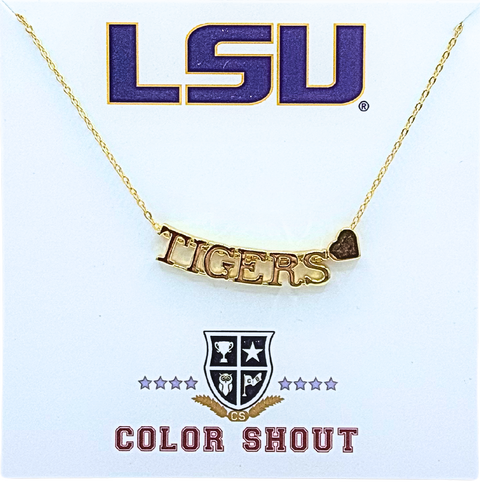 Louisiana State University Gold Heart Necklace